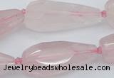 CNG5630 15.5 inches 15*35mm - 18*45mm faceted teardrop rose quartz beads