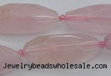 CNG5631 15.5 inches 15*35mm - 18*40mm faceted rice rose quartz beads