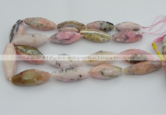 CNG5635 15.5 inches 15*35mm - 18*40mm faceted rice pink opal beads