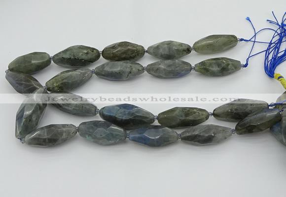 CNG5643 15.5 inches 15*35mm - 18*40mm faceted rice labradorite beads