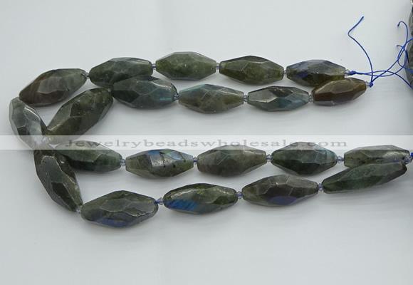 CNG5645 15.5 inches 15*35mm - 18*40mm faceted rice labradorite beads