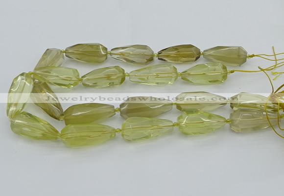 CNG5648 15*35mm - 18*45mm faceted teardrop lemon quartz beads