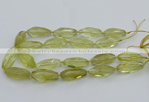 CNG5649 15.5 inches 15*35mm - 18*40mm faceted rice lemon quartz beads