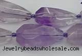 CNG5650 15.5 inches 15*35mm - 18*45mm faceted teardrop amethyst beads