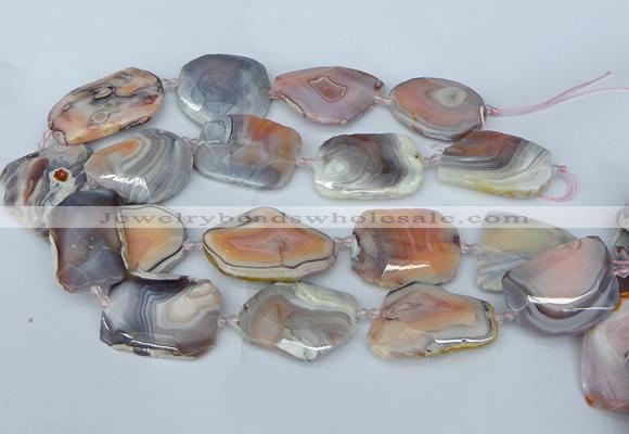 CNG5677 30*40mm - 35*45mm faceted freeform pink botswana agate beads