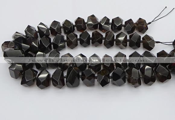 CNG5734 12*16mm - 15*20mm faceted nuggets ice black obsidian beads