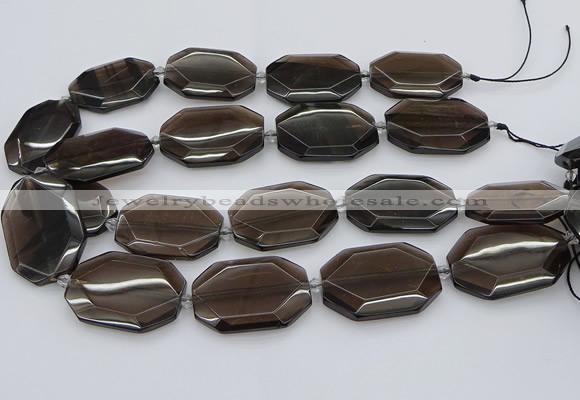 CNG5736 20*30mm - 35*45mm faceted freeform ice black obsidian beads