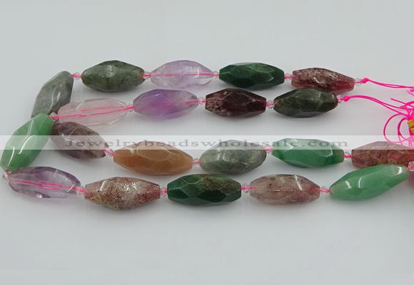 CNG5740 15*35mm - 18*40mm faceted rice mixed gemstone beads