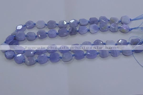 CNG5775 10*12mm - 10*14mm faceted freeform blue lace agate beads