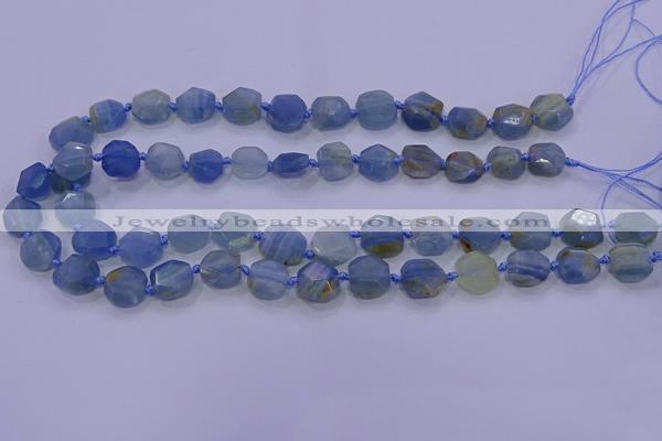 CNG5793 10*12mm - 10*14mm faceted freeform blue calcite beads