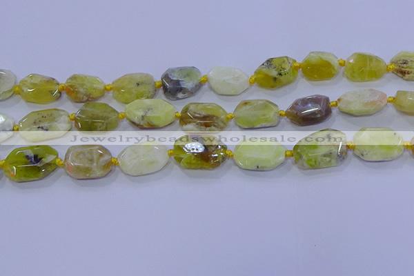 CNG5813 15.5 inches 10*14mm - 12*16mm faceted freeform yellow opal beads