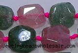 CNG5822 10*12mm - 10*14mm faceted freeform mixed strawberry quartz beads