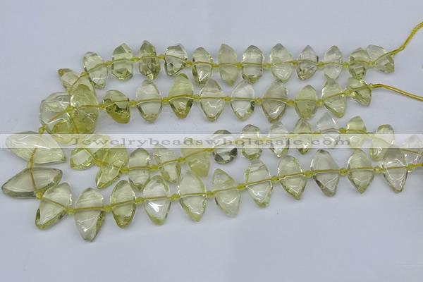 CNG5826 15.5 inches 8*18mm - 13*30mm freeform lemon quartz beads