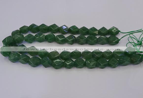 CNG5843 15.5 inches 14*15mm faceted nuggets green strawberry quartz beads