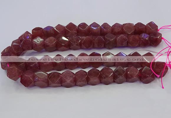 CNG5848 15.5 inches 14*15mm faceted nuggets strawberry quartz beads