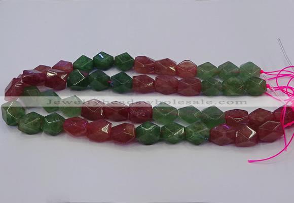 CNG5851 14*15mm faceted nuggets mixed strawberry quartz beads