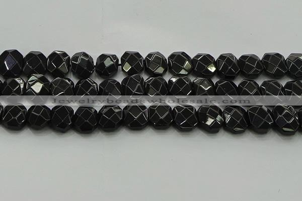 CNG5864 15.5 inches 8*12mm - 12*16mm faceted freeform black agate beads