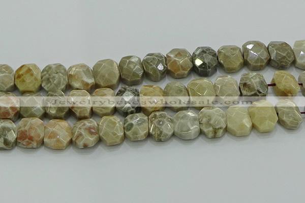 CNG5865 8*12mm - 12*16mm faceted freeform chrysanthemum agate beads