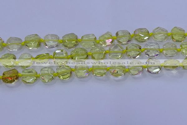 CNG5880 15.5 inches 10*12mm - 10*14mm faceted freeform lemon quartz beads