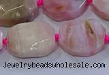 CNG5884 15.5 inches 10*14mm - 12*16mm faceted freeform pink opal beads