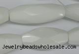 CNG591 12*30mm - 13*32mm faceted rice white porcelain nugget beads