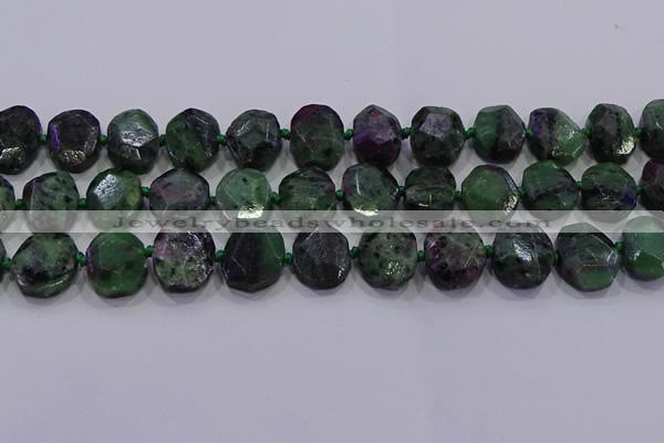 CNG5947 10*14mm - 12*16mm faceted freeform ruby zoisite beads