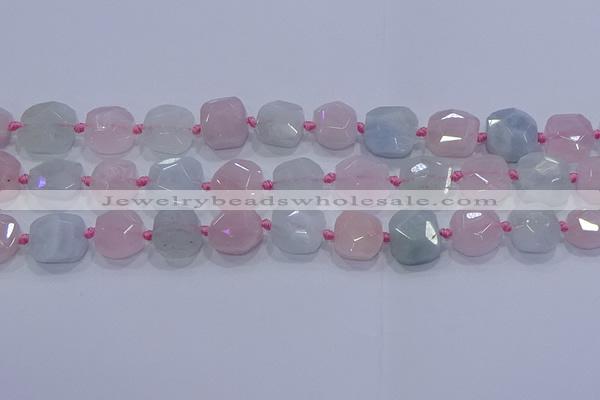 CNG5950 15.5 inches 10*12mm - 10*14mm faceted freeform morganite beads