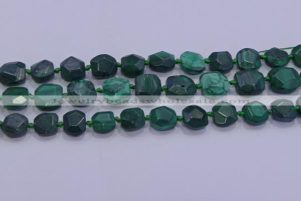 CNG5953 15.5 inches 10*12mm - 10*14mm faceted freeform malachite beads