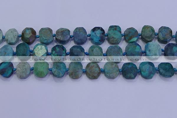 CNG5958 10*14mm - 12*16mm faceted freeform chrysocolla & turquoise beads