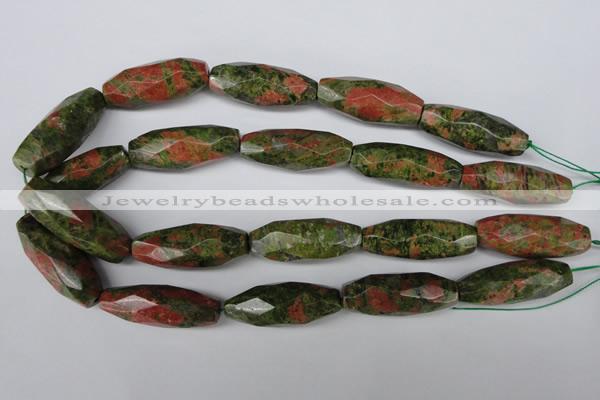 CNG596 13*35mm - 14*38mm faceted rice unakite nugget beads