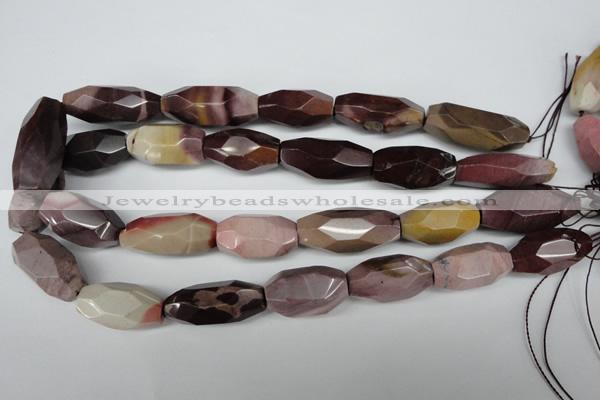 CNG598 12*25mm - 15*36mm faceted rice mookaite nugget beads