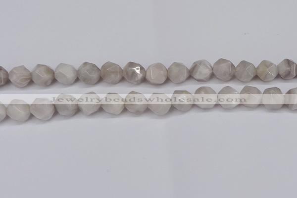 CNG6021 15.5 inches 12mm faceted nuggets grey crazy agate beads