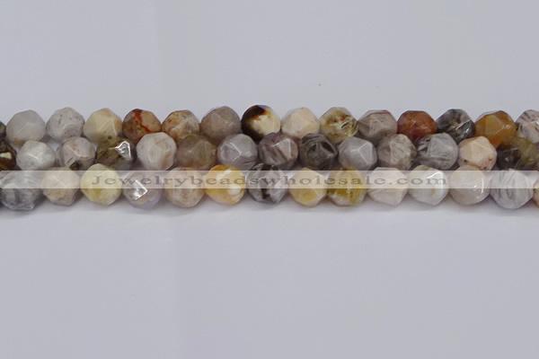 CNG6022 15.5 inches 12mm faceted nuggets silver needle agate beads