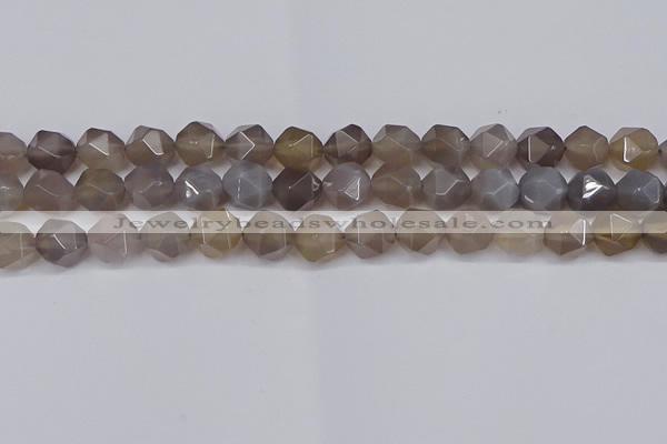 CNG6023 15.5 inches 12mm faceted nuggets grey agate beads