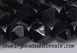 CNG6025 15.5 inches 12mm faceted nuggets black agate beads