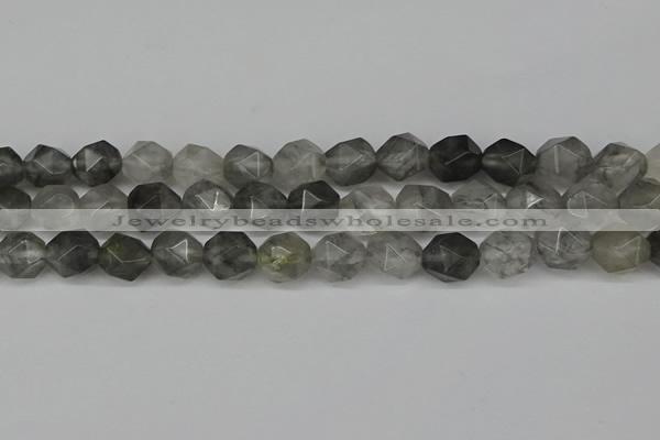 CNG6029 15.5 inches 12mm faceted nuggets cloudy quartz beads