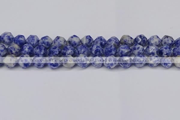 CNG6031 15.5 inches 12mm faceted nuggets blue spot stone beads