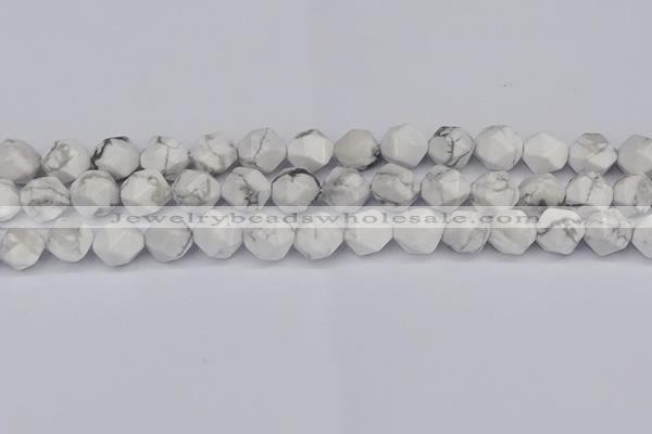 CNG6033 15.5 inches 12mm faceted nuggets white howlite beads