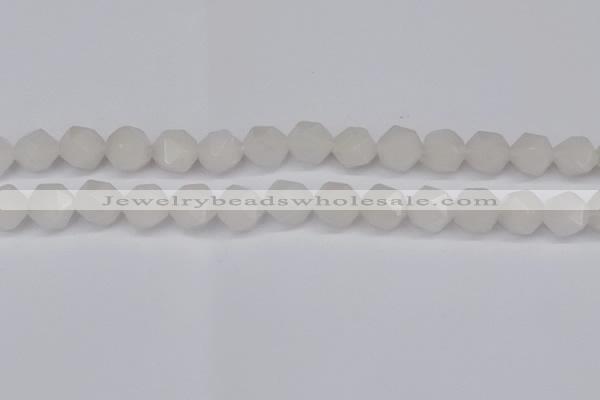 CNG6043 15.5 inches 12mm faceted nuggets white jade beads