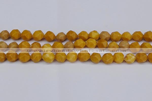 CNG6045 15.5 inches 12mm faceted nuggets yellow jade beads