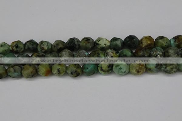 CNG6047 15.5 inches 12mm faceted nuggets African turquoise beads