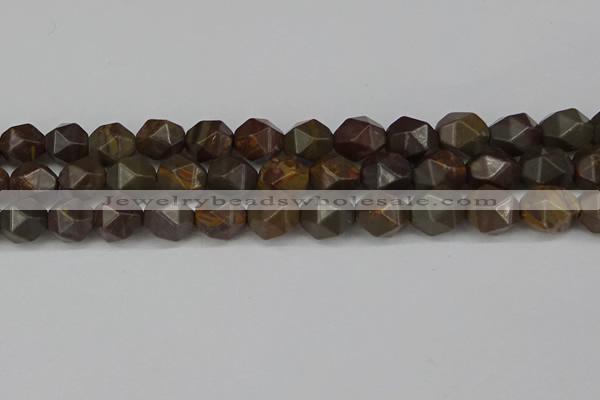 CNG6053 15.5 inches 12mm faceted nuggets coffee jasper beads