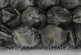 CNG6054 15.5 inches 12mm faceted nuggets grey picture jasper beads