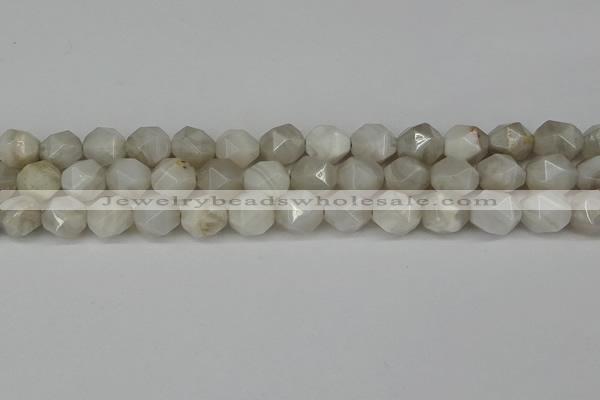 CNG6080 15.5 inches 8mm faceted nuggets grey agate beads