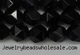 CNG6089 15.5 inches 8mm faceted nuggets black agate beads