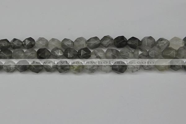 CNG6096 15.5 inches 8mm faceted nuggets cloudy quartz beads