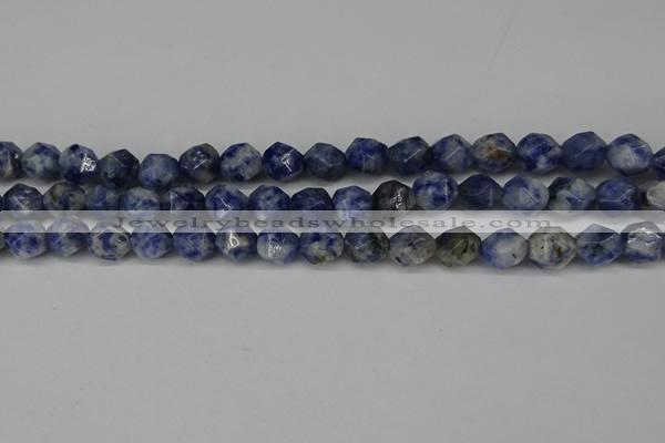 CNG6103 15.5 inches 8mm faceted nuggets blue spot stone beads