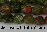 CNG6105 15.5 inches 8mm faceted nuggets unakite gemstone beads