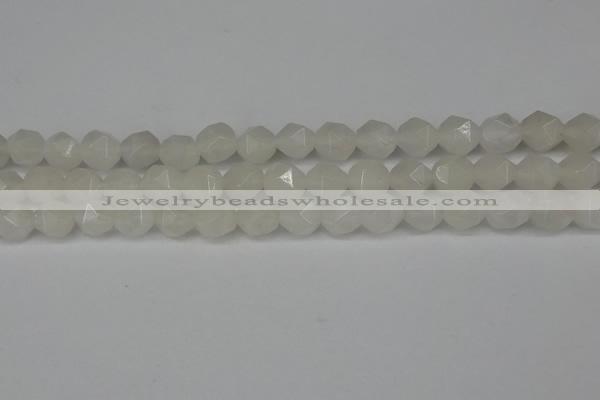 CNG6113 15.5 inches 8mm faceted nuggets white jade beads