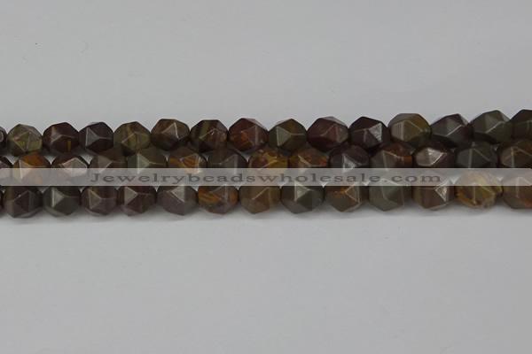 CNG6124 15.5 inches 8mm faceted nuggets coffee jasper beads